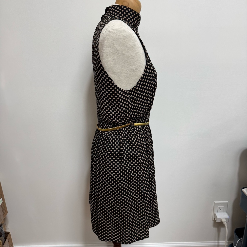 Alice + Olivia Mikeala High Neck Blouson Belt Mini Dress Silk Medium Polka Dots - Picture 10 of 16